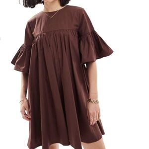 ASOS Chocolate Brown Long Sleeve Dress